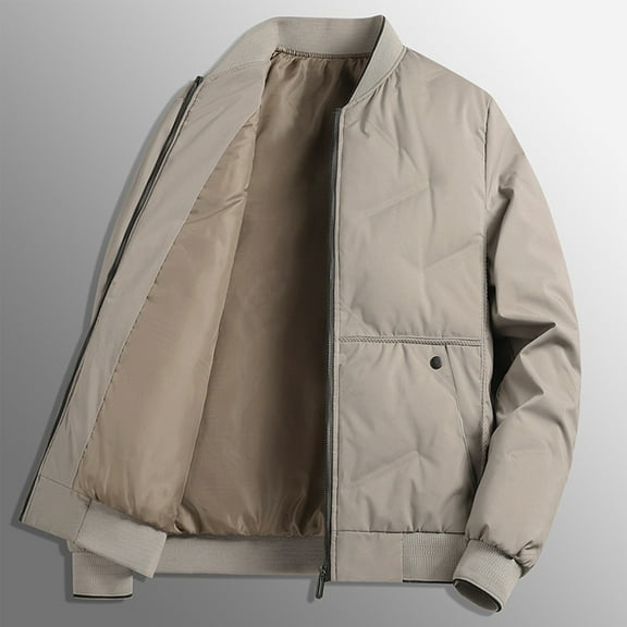 Maoxin Men Jacket Men's Stitching Drawstring Hooded Slim Fashion Jacket Coat Outwear Jackets for Men , Khaki , L