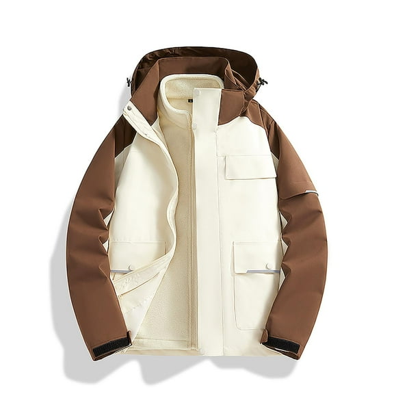 Maoxin Men Jacket Men's Stitching Drawstring Hooded Slim Fashion Jacket Coat Outwear Jackets for Men , White , 5XL