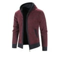 thumbnail image 1 of Maoxin Men Jacket Men's Vintage Knit Solid Color Pocket Zipper Long Sleeved Hooded Casual Jacket Jackets for Men , Red , 2XL, 1 of 3