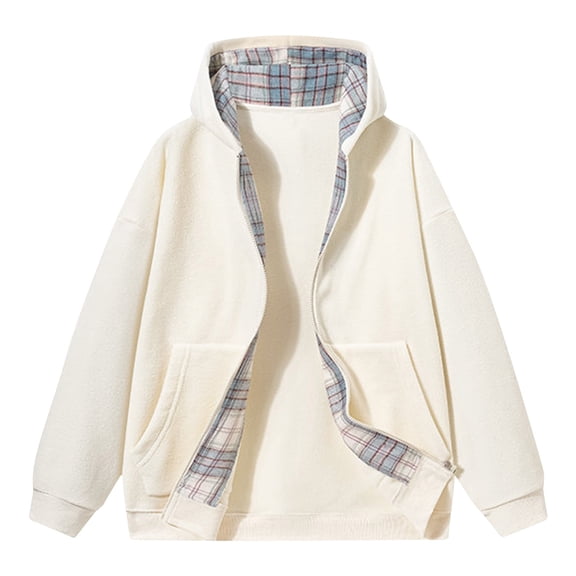 Maoxin Men Jacket Men's Warm Solid Color Zipper Pocket Long Sleeved Hooded Casual Jacket Jackets for Men , White , XL