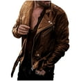 thumbnail image 1 of Maoxin Men Leather Jacket Man Fashion Solid Color Leather Leisure Loose Coat Cultivate Oneself Zipper Leather Jackets for men Brown L, 1 of 5