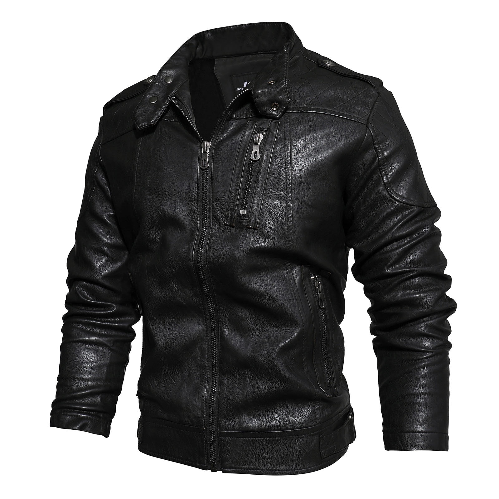 Maoxin Men Leather Jacket Men Casual Solid Zipper Fashion