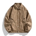 thumbnail image 1 of Maoxin Men Leather Jacket Men's Casual Loose Fitting Long Sleeved Hooded Jacket Long Sleeve Hoodless Faux Leather Outwear Jackets for men Brown 3XL, 1 of 4