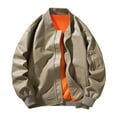 thumbnail image 1 of Maoxin Men Leather Jacket Men's Dashion Motorcycle Solid Color Zipper Pocket Leather Long Sleeved Hooded Jackets for men Coffee 3XL, 1 of 7