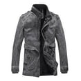 thumbnail image 1 of Maoxin Men Leather Jacket Men's Fashion Casual Solid Color Zipper Pockets Long Sleeve Hoodless Casual Outwear Coat Leather Jacket Men Plus Size Black M, 1 of 3