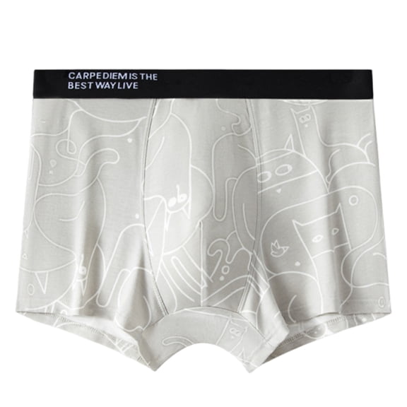Maoxin Men'S Underwear Digital Printing Breathable Close Fitting Underpants Comfortable Boxers Underwear Men Gray XL