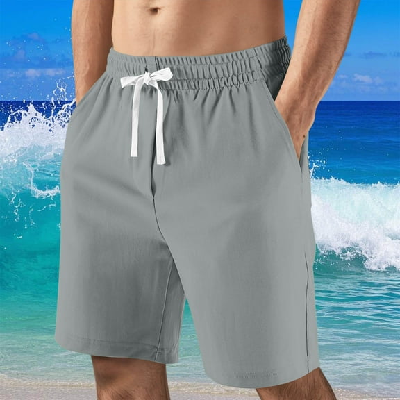 Maoxin Men Shorts Men Casual Fashion Solid Shorts With Pocket Elastic Waist Shoort Pants