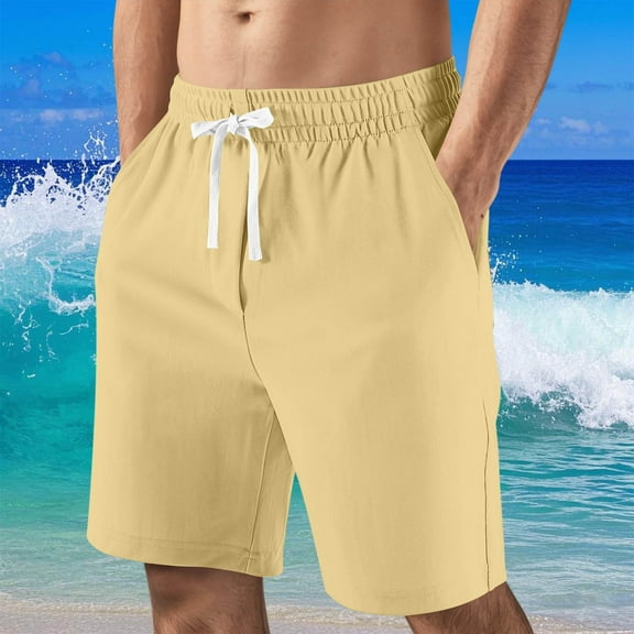 Maoxin Men Shorts Men Casual Fashion Solid Shorts With Pocket Elastic Waist Shoort Pants