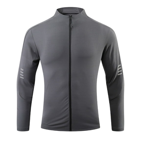 Maoxin Men's Coats Fashion Men's Long Sleeve Solid Color Sports And Fitness Hoodless Casual Outwear Jackets Dark Gray XL