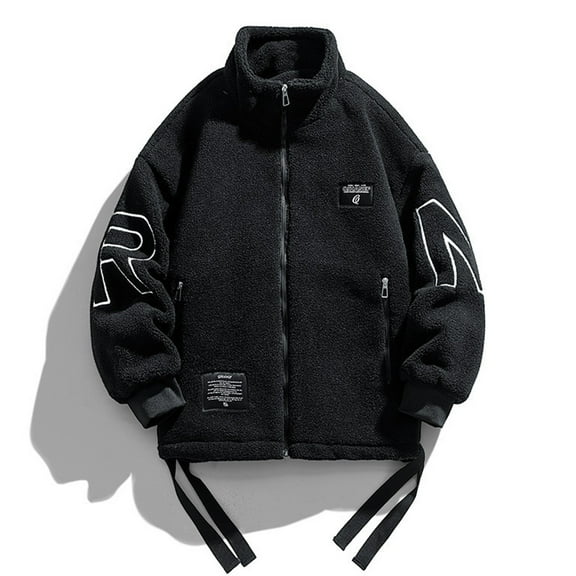 Maoxin Men's Coats Fashionable Men's Solid Color Long Sleeve Hoodless Casual Outwear Jackets Black 2XL