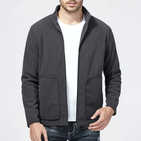 Maoxin Men's Coats Fashionable Men's Solid Warm Long Sleeve Hoodless Casual Outwear Jackets Dark Gray 4XL