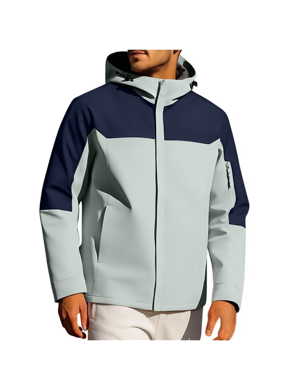 Men's Coats With Hoodies Men's Spring And Coat Thin Outdoor Mountaineering And Riding Windproof Work Coat Men's Coats and Jackets Hooded,White,M
