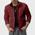 thumbnail image 1 of Maoxin Men's Coats and Jackets Men's British Solid Color Plus 350g Corduroy Long Sleeved Fashionable Jacket Workwear Stand Up Collar Jacket Jacket Wine 3XL, 1 of 7