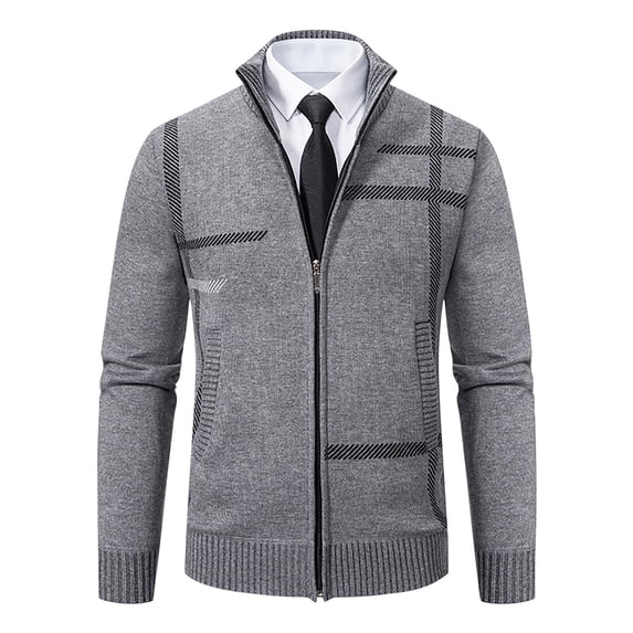 Maoxin Men's Coats and Jackets Men's Casual Winter Standing Collar Long Sleeved Hooded Zipper Jacket Long Sleeve Hoodless Casual Outwear Jackets Gray 3XL