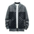 thumbnail image 1 of Maoxin Men's Coats and Jackets Men's Thickened Cardigan Sweater Jacket Stand Collar Colorblock Knitted Coat Long Sleeve Hoodless Casual Coat/Jacket Dark Gray 2XL, 1 of 3