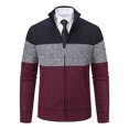 thumbnail image 1 of Maoxin Men's Coats Men's And Winter And Thick Sweater Knitted Sweater Stand Up Collar Cardigan Color Blocking Outerwear Sweater Navy M, 1 of 4