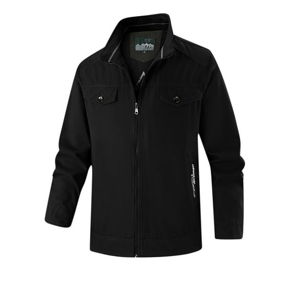 Maoxin Men's Coats Men's Casual Loose Fitting Workwear Long Sleeved Hooded Jacket Black 3XL