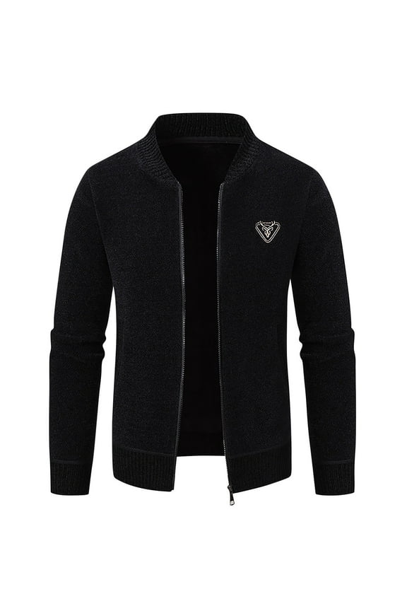 Men's Coats Men's Casual Standing Collar Long Sleeved Hooded Zipper Jacket Long Sleeve Hoodless Casual Outwear Jackets Black L