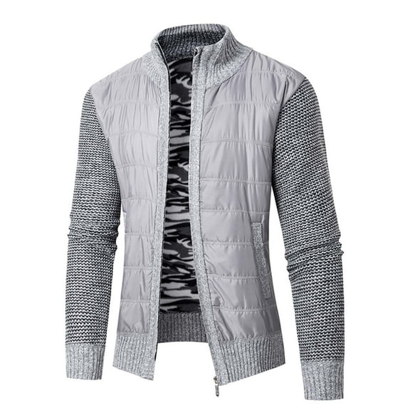 Maoxin Men's Coats Men's Casual Winter Standing Collar Long Sleeved Hooded Zipper Jacket Long Sleeve Hoodless Casual Outwear Jackets Gray M