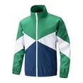 thumbnail image 1 of Maoxin Men's Coats Men's Color Block Sports Zipper Pocket Long Sleeved Casual Jacket Green 2XL, 1 of 4