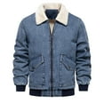 thumbnail image 1 of Maoxin Men's Coats Men's Denim Jacket Casual Washed Denim Top Thickened Jacket Long Sleeve Hoodless Casual Jacket Dark Blue L, 1 of 7
