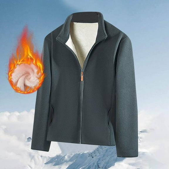 Maoxin Men's Coats Men's Double-sided Velvet Velvet Thick Warm Fleece Top Thick Cardigan Long Sleeved Hooded Casual Jacket/jacket Dark Gray L