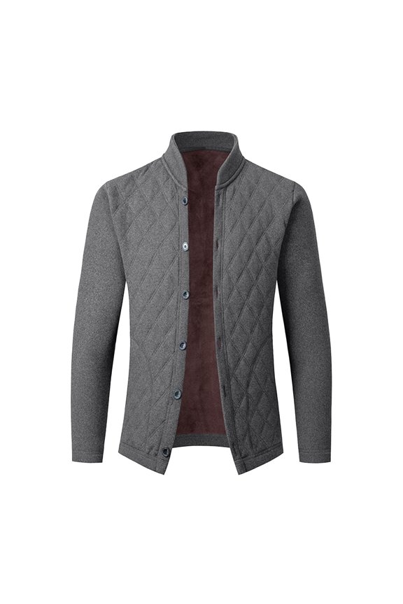 Men's Coats Men's Fashionable Standing Collar Cardigan Pocket Button Solid Color Jacket White 3XL