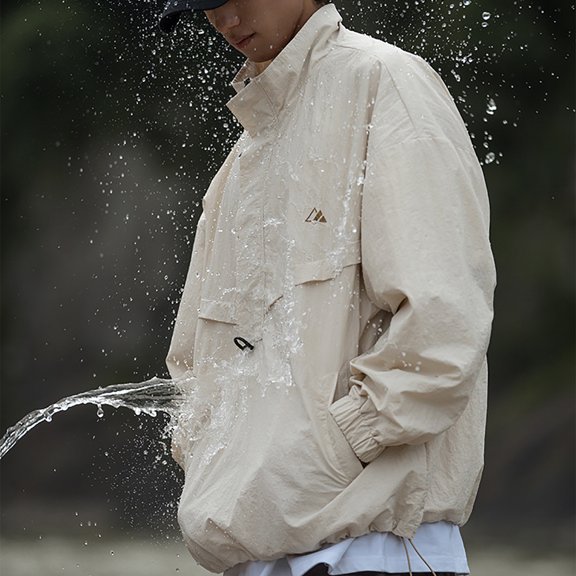 Maoxin Men's Coats Men's Outdoor Solid Color Windproof Water Proofing Pocket Zipper Jacket White XL