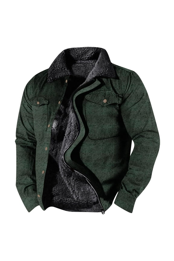 Men's Coats Men's Printed Thick Side Seam Pocket Casual Zipper Loose Cotton Jacket Multicolor L