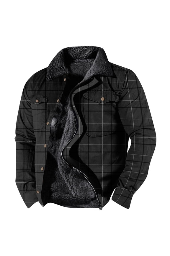 Men's Coats Men's Printed Thick Side Seam Pocket Casual Zipper Loose Cotton Jacket Multicolor M