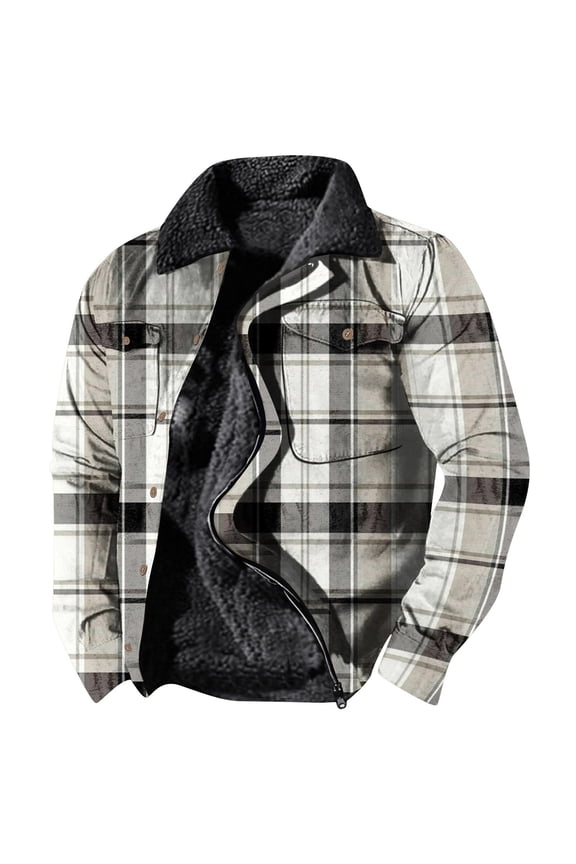 Men's Coats Men's Printed Thick Side Seam Pocket Casual Zipper Loose Cotton Jacket Multicolor XL