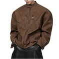 thumbnail image 1 of Maoxin Men's Coats Men's Solid Color Pocket Zipper Jacket Jacket Coffee L, 1 of 6