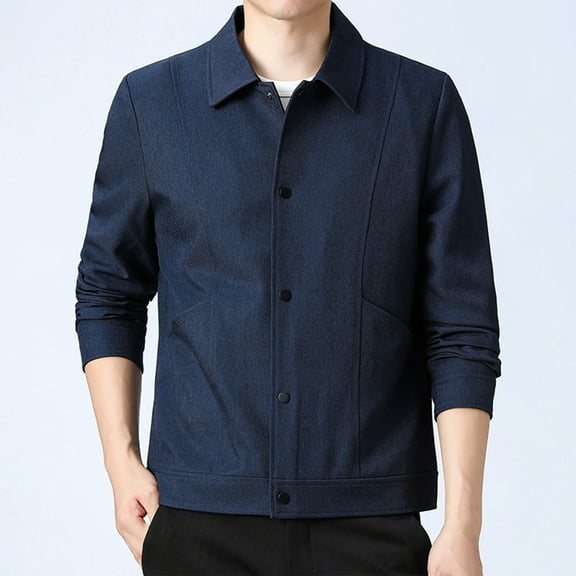 Maoxin Men's Coats Men's Stitching Drawstring Hooded Slim Fashion Jacket Coat Outwear Workwear Jacket Blue L