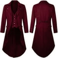 thumbnail image 1 of Maoxin Men's Coats Mens Gothic Solid Color Top Steampunk Medieval Tailcoat Uniform Performance Suit Lapel Jacket Wine L, 1 of 4