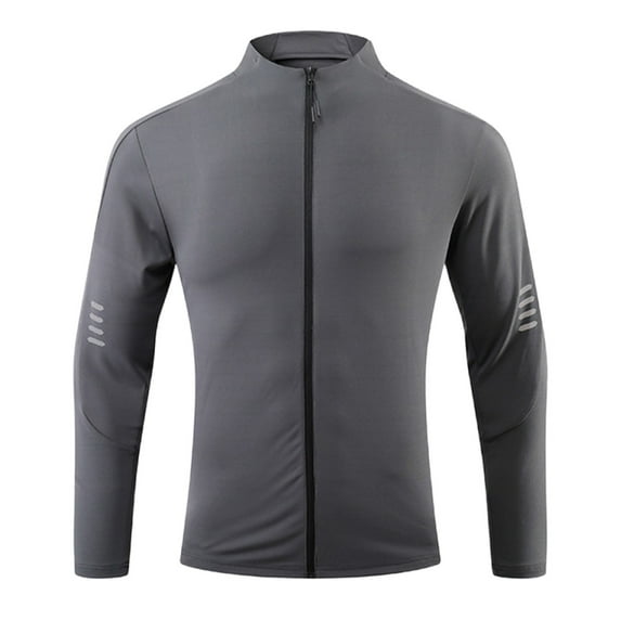 Maoxin Men's Coats and Jackets Fashion Men's Long Sleeve Solid Color Sports And Fitness Hoodless Casual Outwear Jackets Dark Gray 3XL