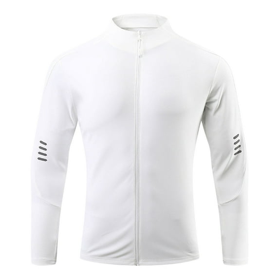Maoxin Men's Coats and Jackets Fashion Men's Long Sleeve Solid Color Sports And Fitness Hoodless Casual Outwear Jackets White XL