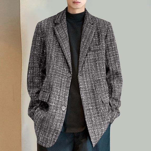 Maoxin Men's Coats and Jackets Fashion Men's Solid Color Long Sleeve Hoodless Casual Outwear Jackets Gray L