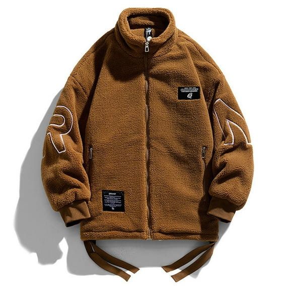 Maoxin Men's Coats and Jackets Fashionable Men's Solid Color Long Sleeve Hoodless Casual Outwear Jackets Coffee M