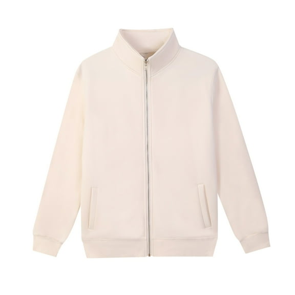 Maoxin Men's Coats and Jackets Men's Casual Loose Fitting Workwear Long Sleeved Hooded Jacket Beige L