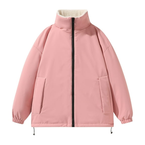 Maoxin Men's Coats and Jackets Men's Casual Loose Fitting Workwear Long Sleeved Hooded Jacket Pink 3XL