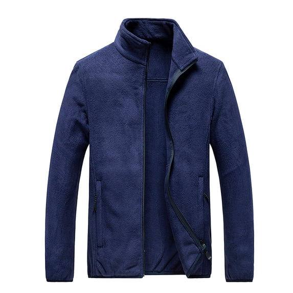 Maoxin Men's Coats and Jackets Men's Casual Sports Daily Outdoor Stand Collar Long Sleeve Jacket Dark Blue XL