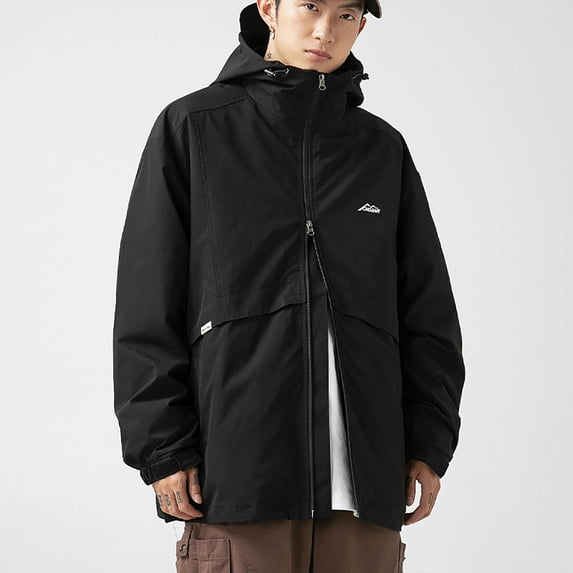 Maoxin Men's Coats and Jackets Men's Outdoor Solid Color Windproof Removable Inner Liner Pocket Zipper Jacket Black 2XL