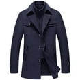 thumbnail image 1 of Maoxin Men's Coats and Jackets Men's Solid Color Pocket Zipper Long Sleeved Double-layer Collar Wool Coat Navy 3XL, 1 of 3
