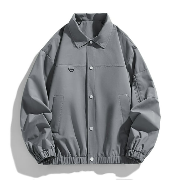 Maoxin Men's Coats and Jackets Men's Stitching Drawstring Hooded Slim Fashion Jacket Coat Outwear Gray 4XL