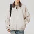 thumbnail image 1 of Maoxin Men's Coats and Jackets Men's Vintage Motorcycle Corduroy Solid Color Zipper Pocket Long Sleeved Casual Jacket White XL, 1 of 6
