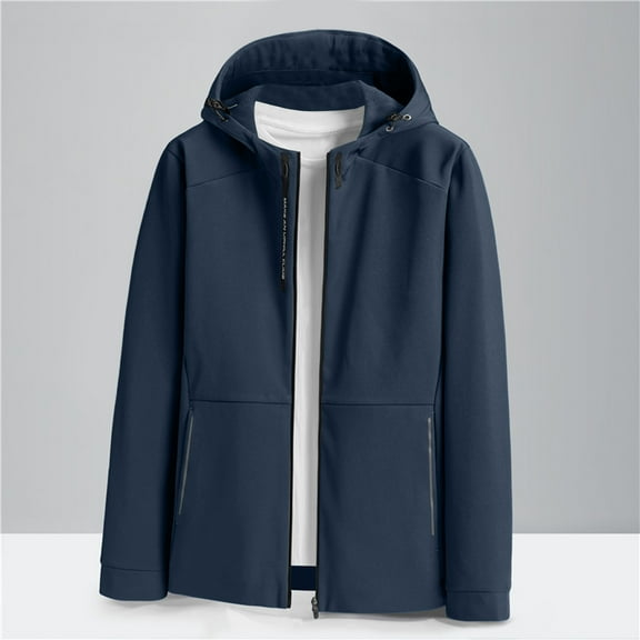 Maoxin Men's Jacket Fashion Men's Solid Color Long Sleeve Hoodless Casual Outwear Jackets Jacket Coats , Dark Blue , XL