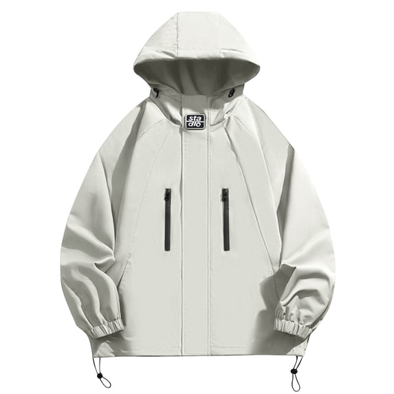 Maoxin Men's Jacket Fashionable Men's Long Sleeve Hooded Casual Comfortable Outwear Jackets Jacket Coats , White , 2XL