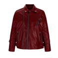 thumbnail image 1 of Maoxin Men's Jacket Man Fashion Solid Color Leather Leisure Loose Coat Cultivate Oneself Zipper Leather Jacketss for men Red M, 1 of 4
