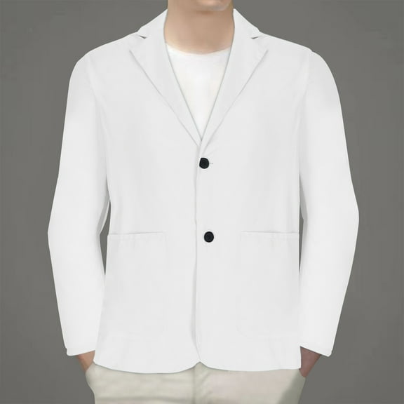 Maoxin Men's Jacket Men's Casual Fashion Sports Thin Solid Color Long-sleeved Hoodless Casual Coat/jacket White 2XL