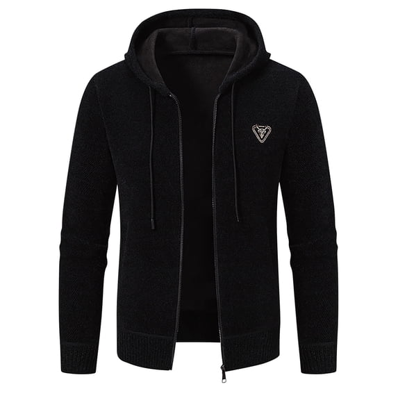 Maoxin Men's Jacket Men's Casual Fashionable Long Sleeved Hooded Pocket Jacket Long Sleeve Hooded Casual Outwear Jackets Jackets for Men , Black , L